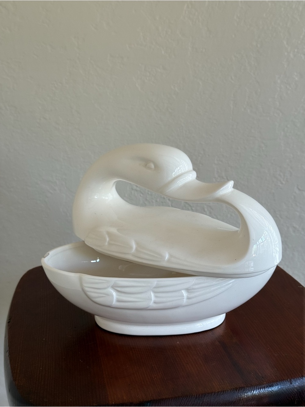 Fitz and Floyd Glossy White Swan Lidded Dish (see photos)
